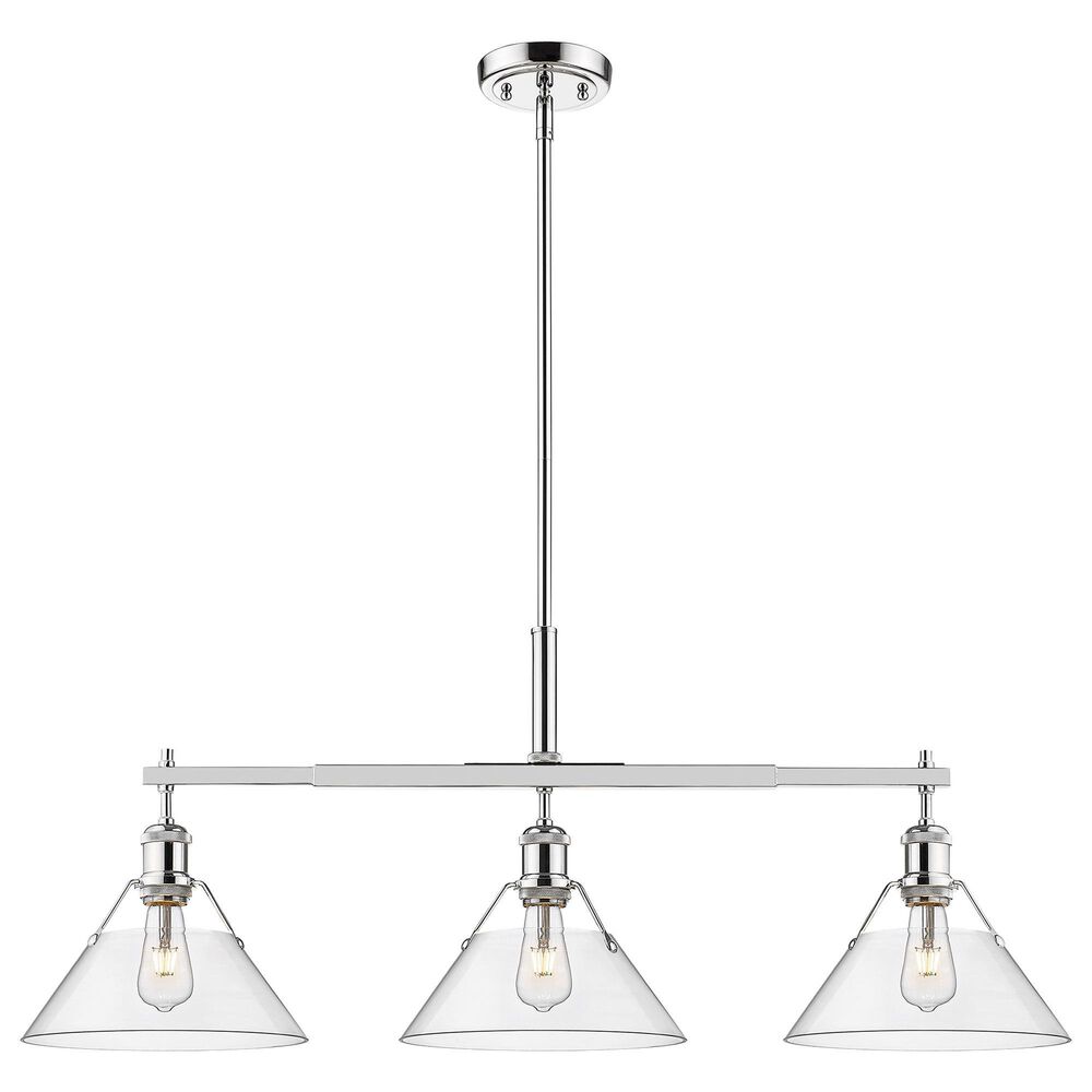 Golden Lighting Orwell 3-Light Linear Pendant with Clear Glass Shade in Chrome, , large