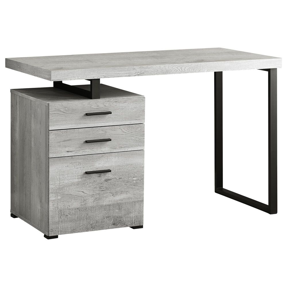 Monarch Specialties 48" Computer Desk in Grey Reclaimed Wood and Black, , large