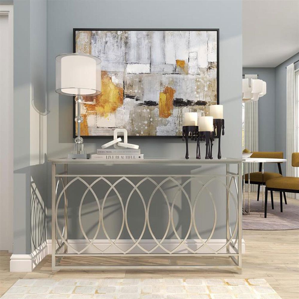 Maple and Jade 30&quot; Metal Stacked Crystal Table Lamp with Dual Shades in Silver and Clear, , large