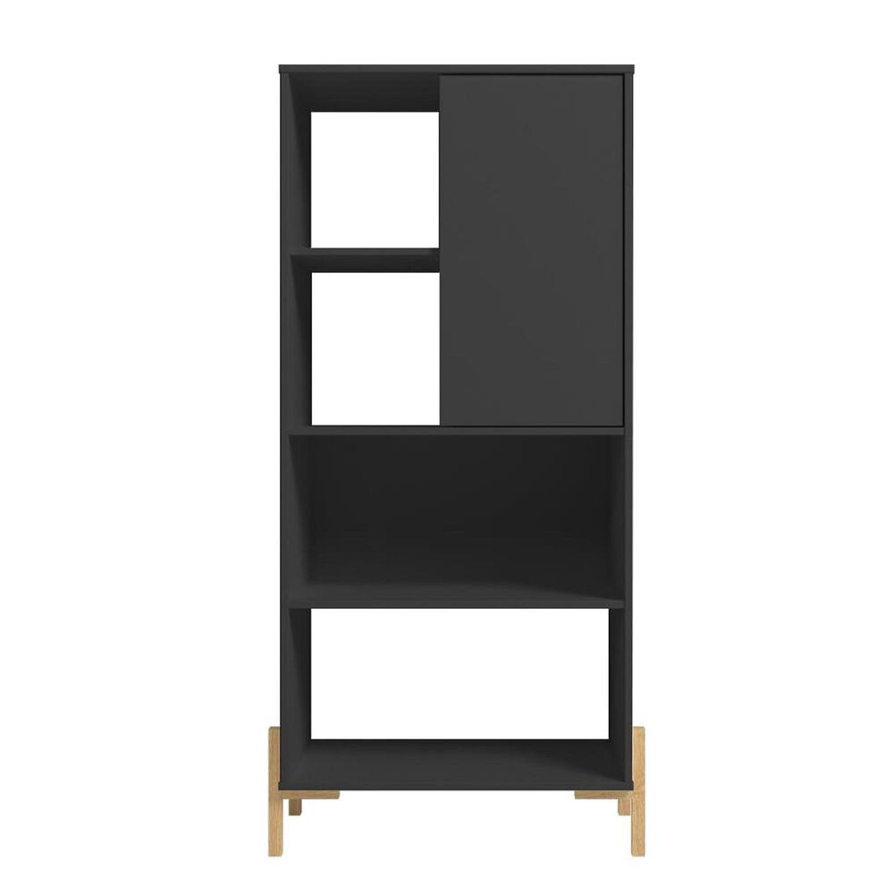 Dayton Bowery 5-Shelf Bookcase in Black/Oak, , large