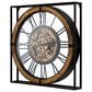 Yosemite Home Decor Iron Framed Gear Wall Clock in Black and Gold, , large