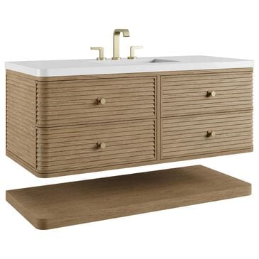 James Martin Allamari 48" Single Bathroom Vanity in Dune Mist with 3 cm White Zeus Silestone Top and Rectangular Sink, , large