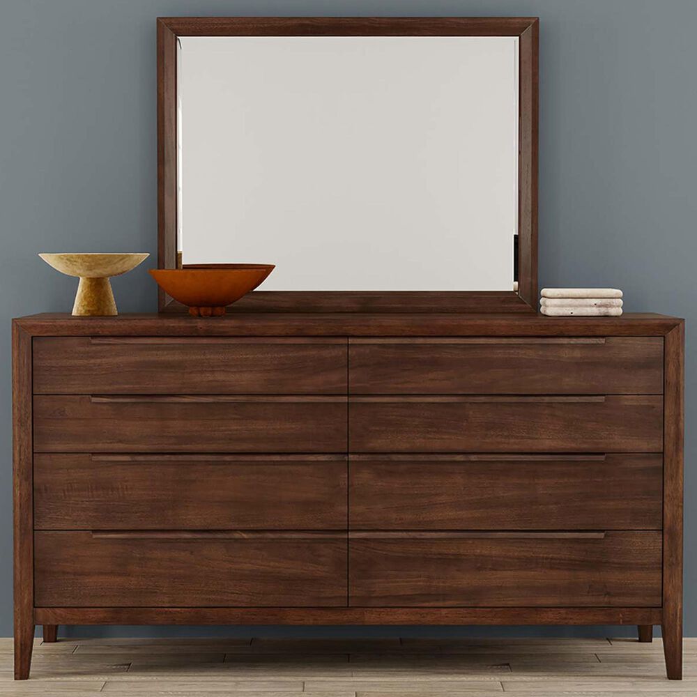 A-America Ralston 8-Drawer Dresser and Mirror in Dark Amber, , large