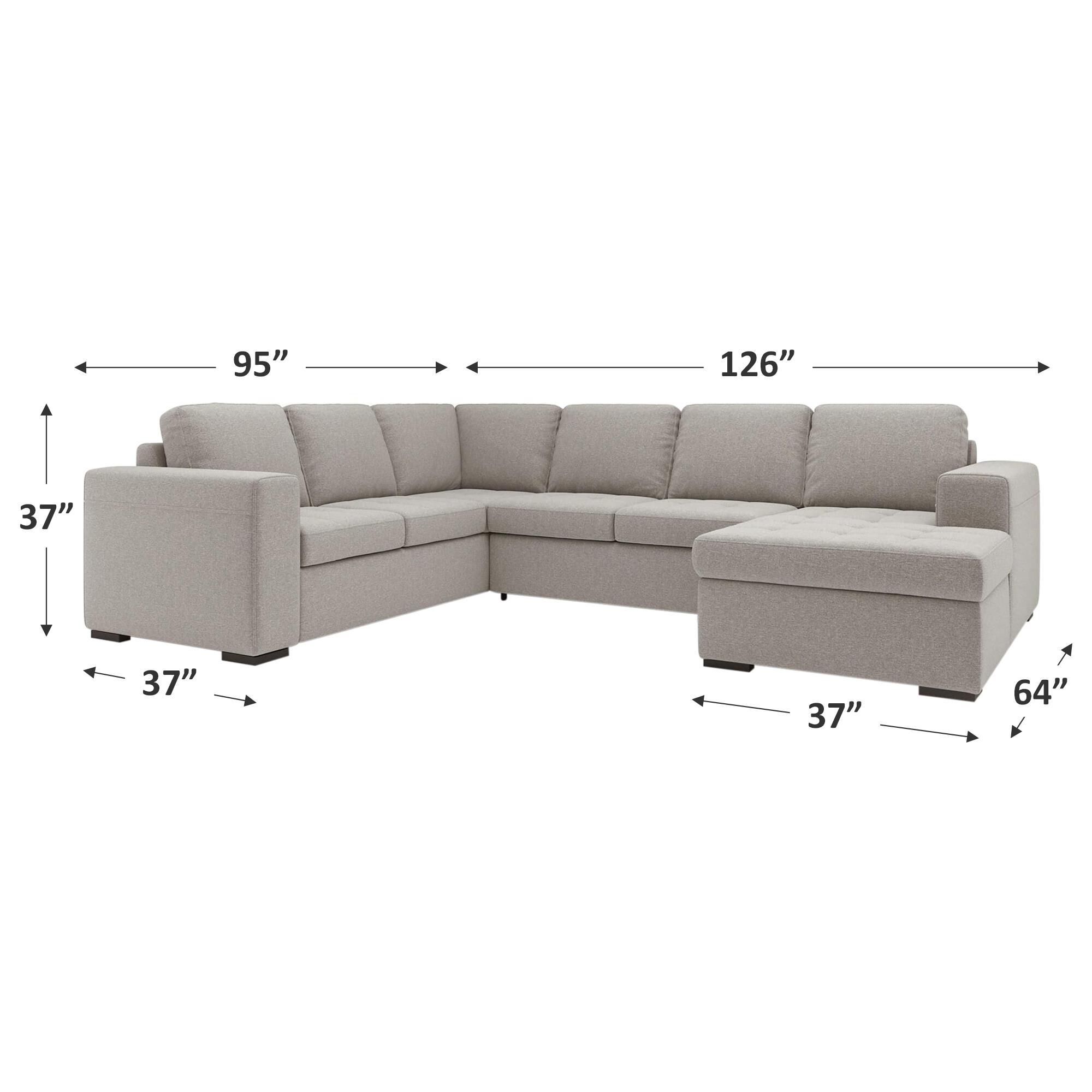 37B Claire 3-Piece Sleeper Sectional in Popstitch Dove