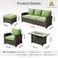 HOMLUX 6-Piece Patio Conversation Set with 42" Fire Pit Table and Light Brown Wicker in Green, , large