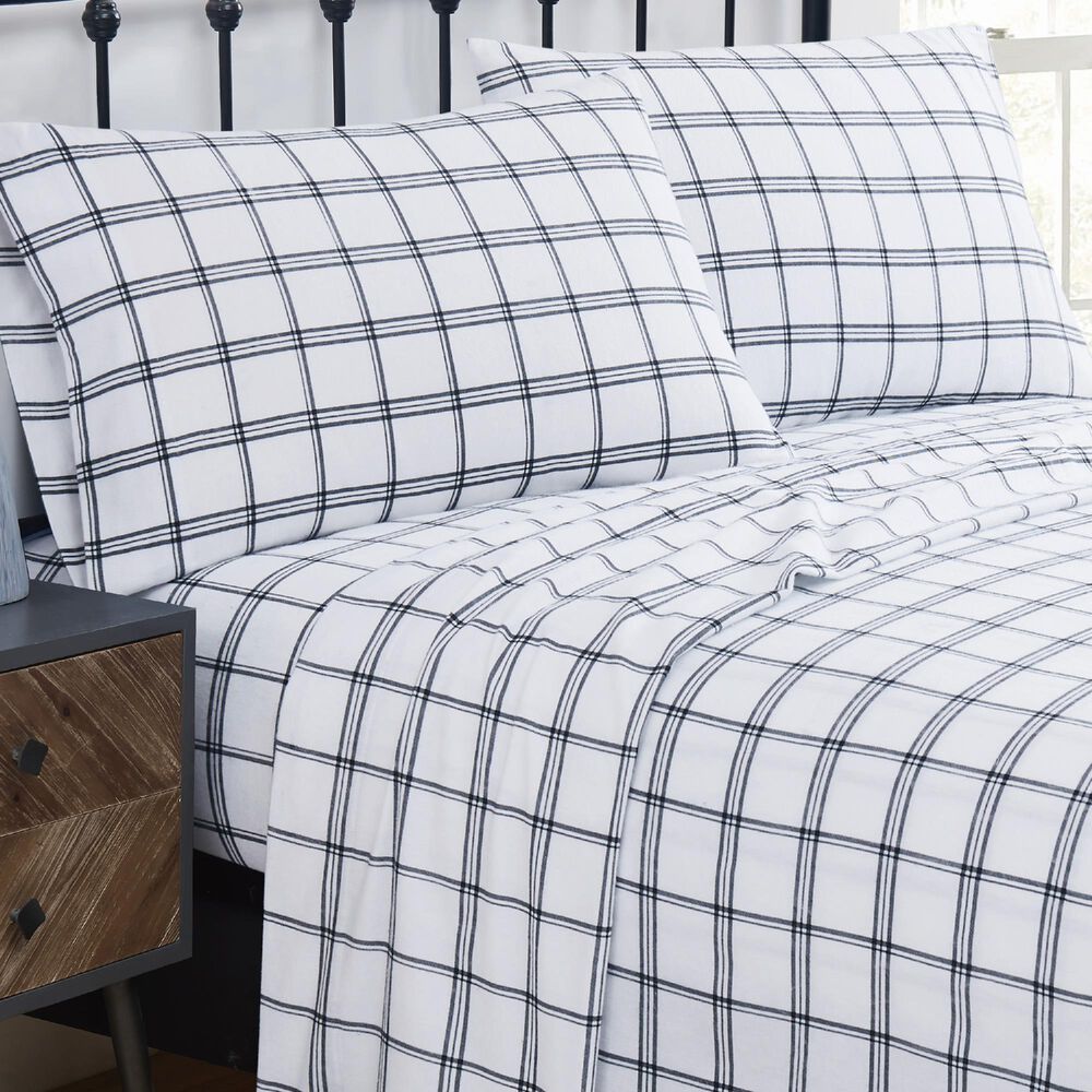 Pem America Truly Soft Bristol 4-Piece Queen Sheet Set in White and Black, , large