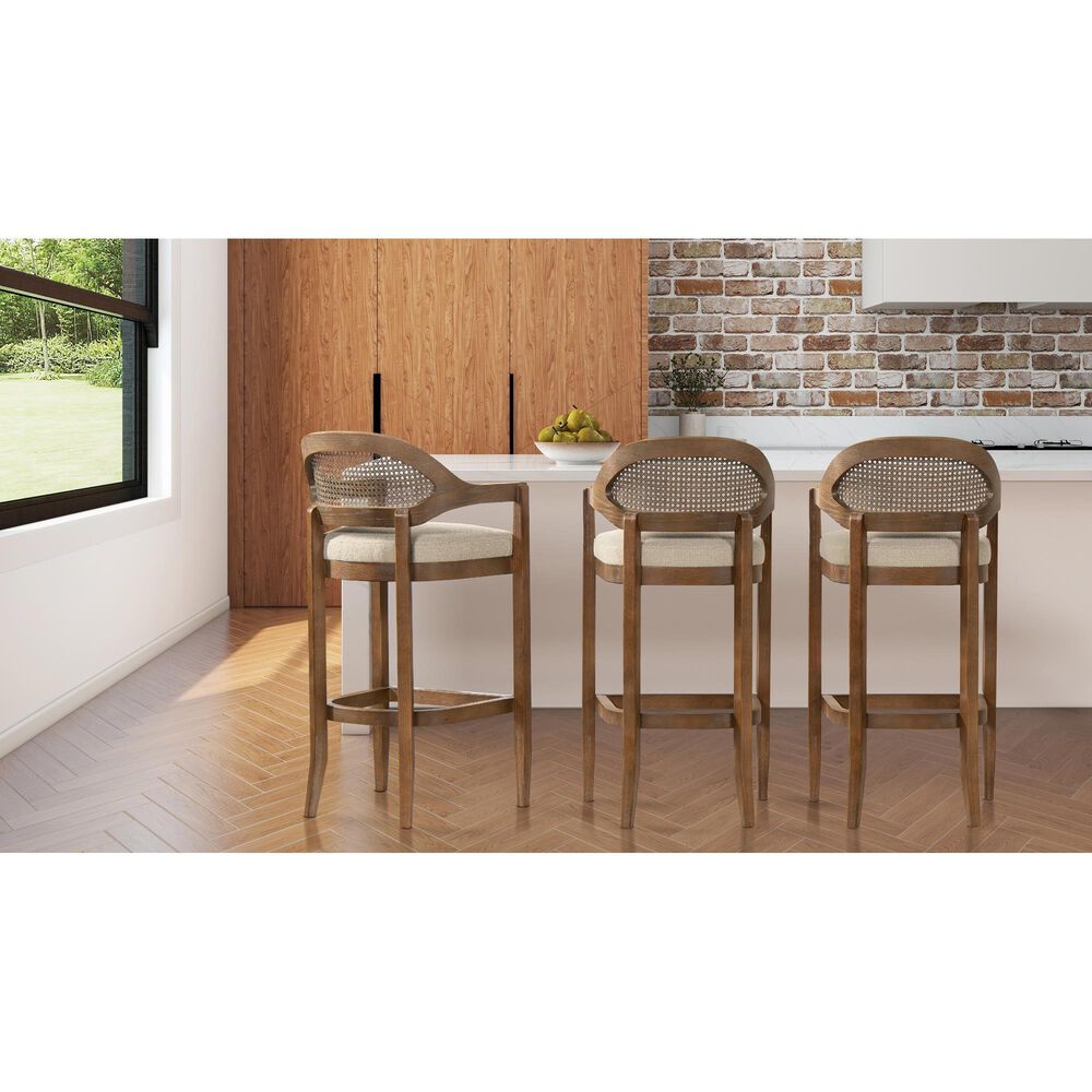 Jennifer Taylor Home Americana 30.5" Bar Stool with Taupe Beige Cushion in Natural, , large