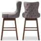 Baxton Studio Gradisca Swivel Bar Stool with Grey Cushion in Dark Walnut (Set of 2), , large