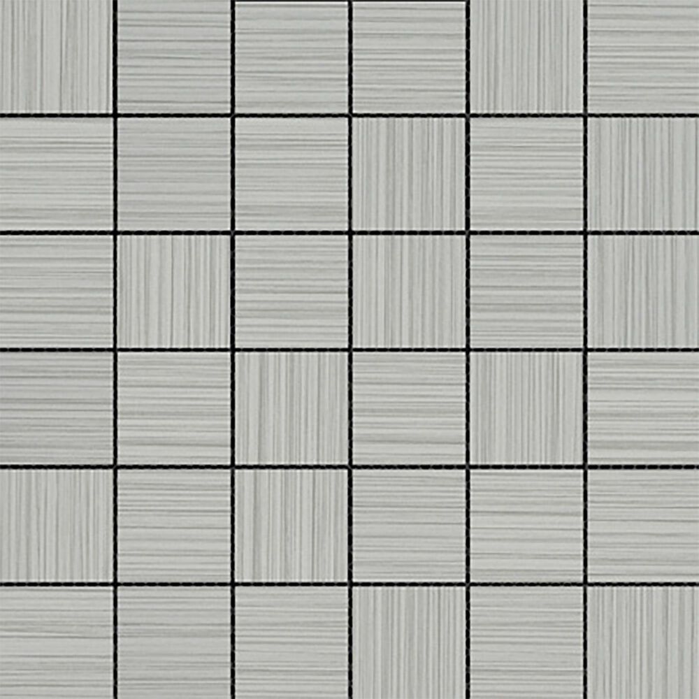 Emser Thread II Silver 2" x 2" Square on 12" x 12" Porcelain Mosaic Sheet, , large