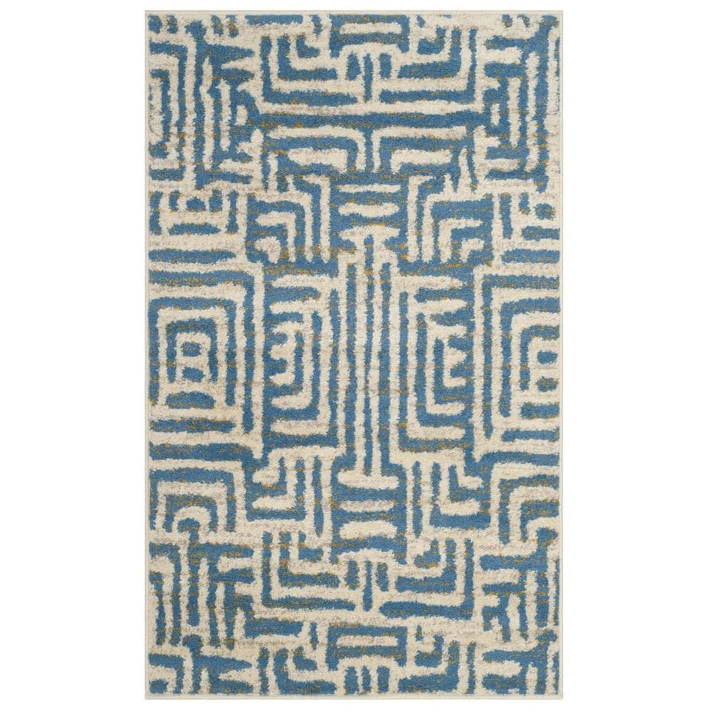 Safavieh Amsterdam AMS106C-3 3&#39; x 5&#39; Ivory/Light Blue Area Rug, , large