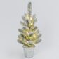 The Gerson Company Lighted Flocked Pine Tree with Metal Bucket in Green, , large
