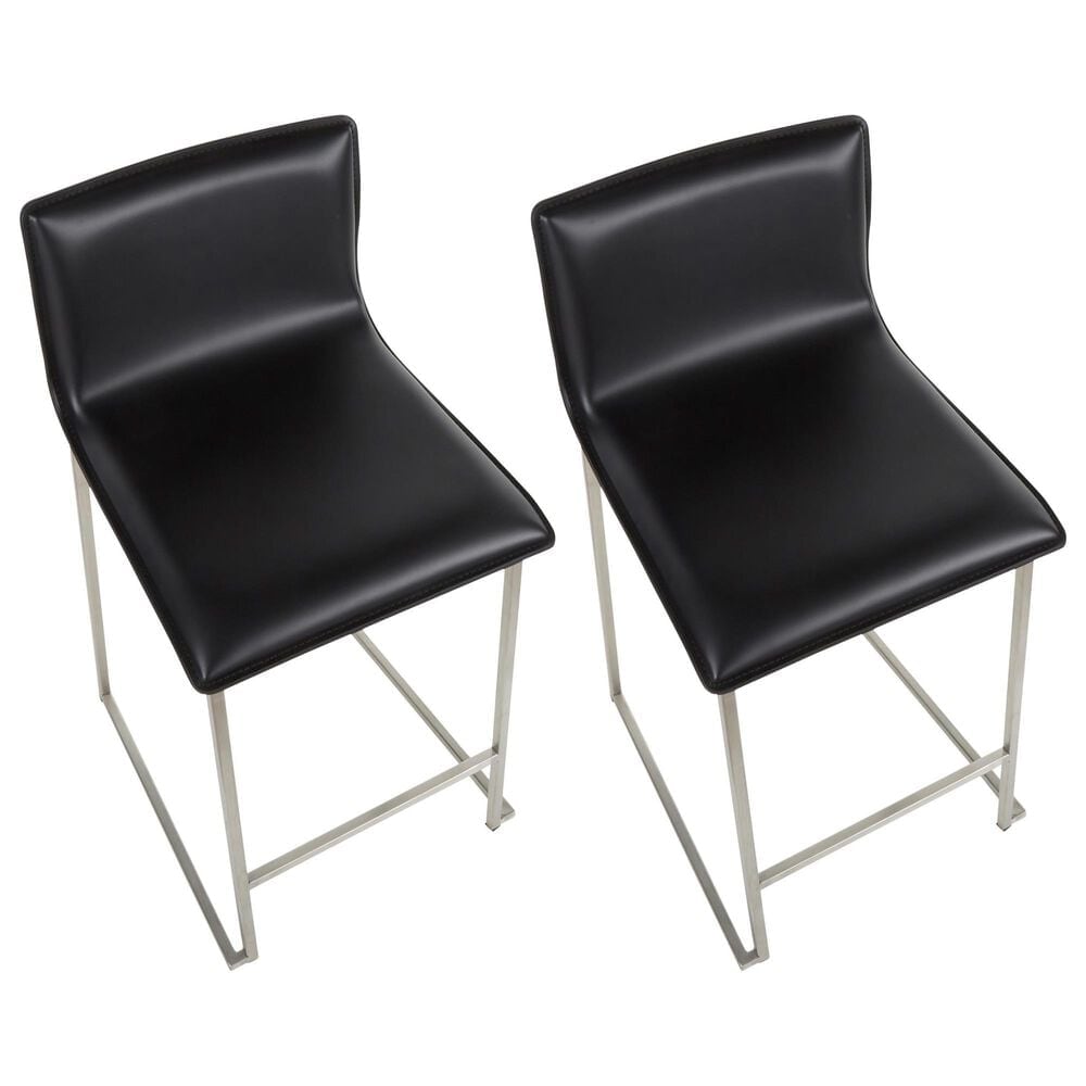 Lumisource Mara Counter Stool with Black Cushion in Stainless Steel &#40;Set of 2&#41;, , large