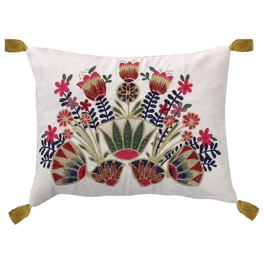 Levtex Delissa 14" x 18" Lumbar Throw Pillow in White and Multicolor, , large