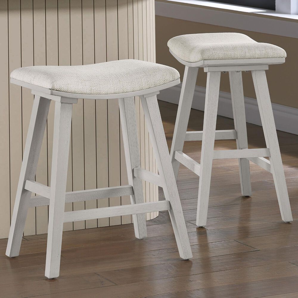 Valor Living Coley 24" Counter Stool with Linen Cushion Seat in White Wash (Set of 2), , large