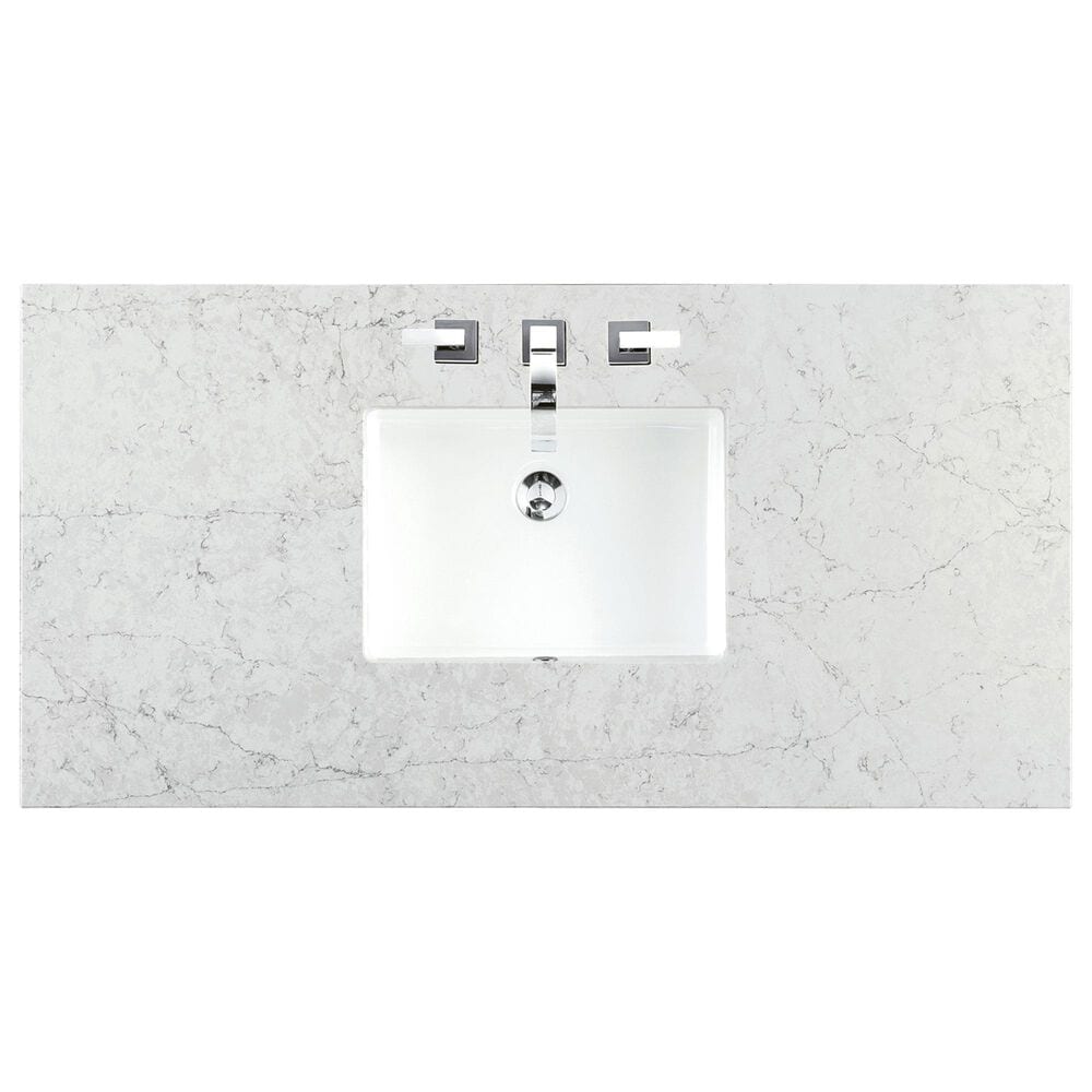 James Martin Vanities Emmeline 48&quot; Single Vanity in Pebble Oak with 3 cm Eternal Jasmine Pearl Quartz Top, , large
