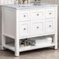 James Martin Vanities Breckenridge 36" Single Bathroom Vanity in Bright White with 3 cm Carrara White Marble Top and Rectangular Sink, , large