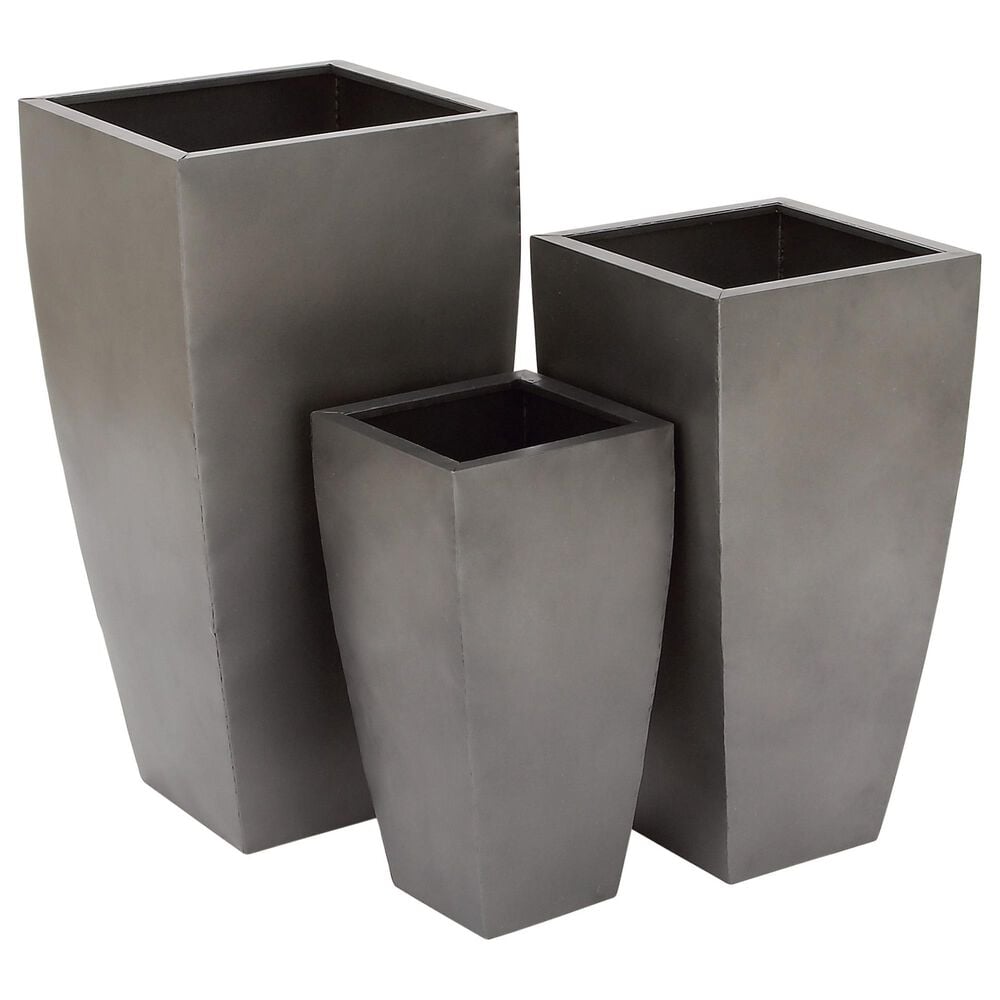 Maple and Jade Contemporary Metal Planter Grey Set of 3, , large