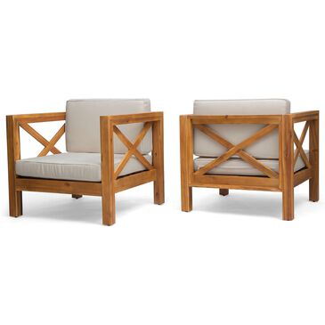 Noble House Brava Patio Club Chair in Beige (Set of 2), , large