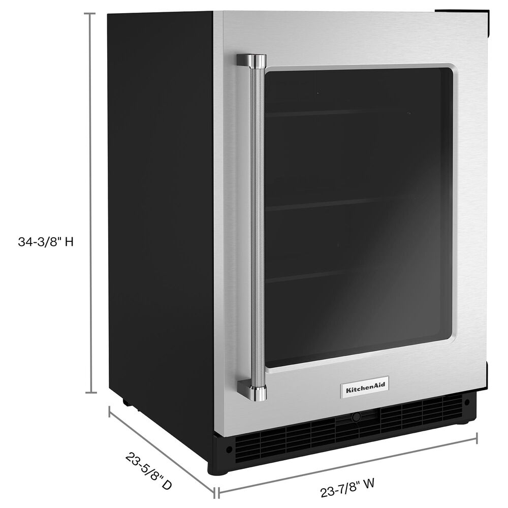 KitchenAid 24&quot; Undercounter Refrigerator with Glass Door in Black and Stainless Steel, , large