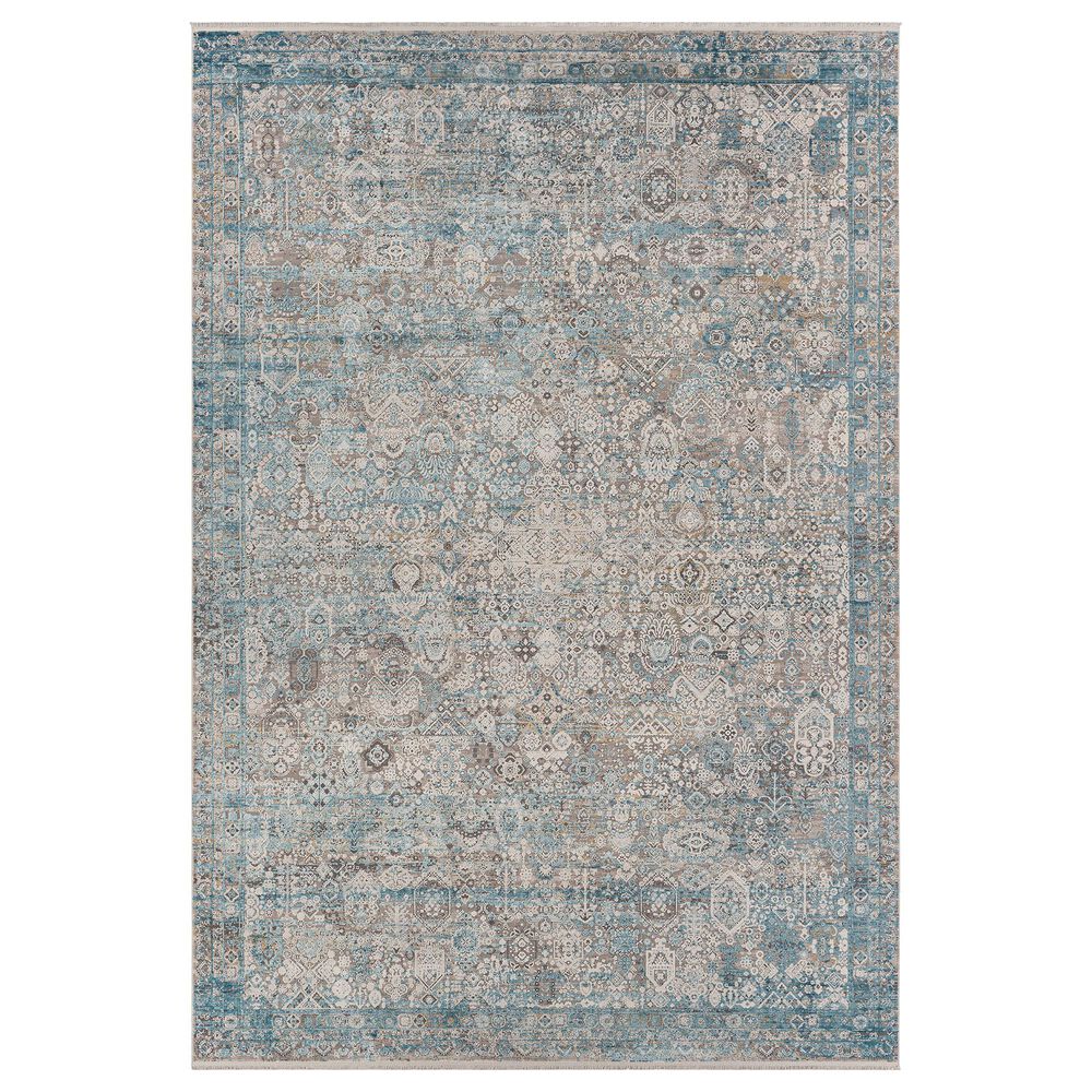 Surya Solar 10" x 14" Gray, Teal, Dark Blue, Light Gray, Charcoal and Mustard Area Rug, , large