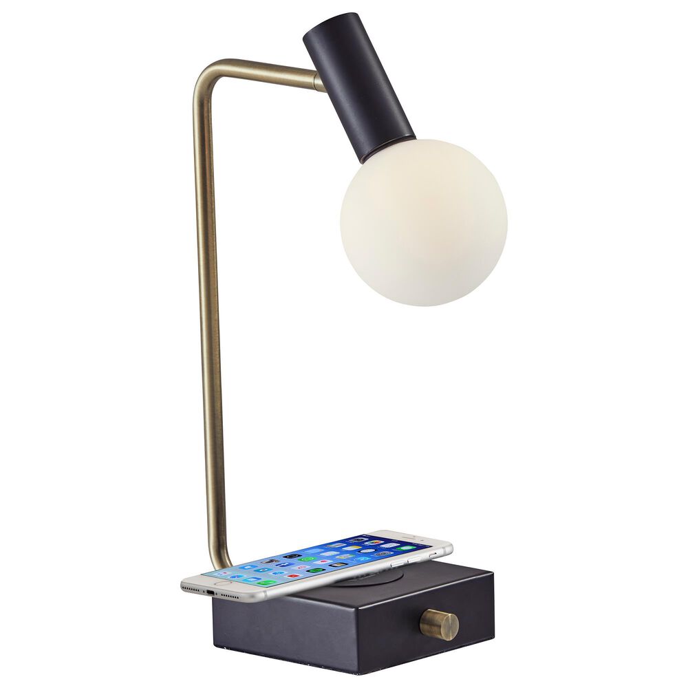 Adesso Windsor LED Desk Lamp in Matte Black and Antique Brass, , large