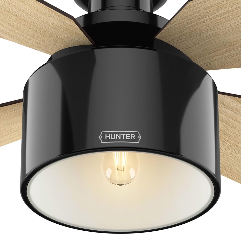 Hunter Cranbrook Low Profile 52&quot; Ceiling Fan with Light in Gloss Black, , large