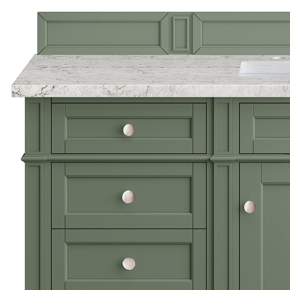 James Martin Vanities Brittany 60&quot; Single Bathroom Vanity in Smokey Celadon with 3 cm Eternal Jasmine Pearl Quartz Top and Rectangular Sink, , large