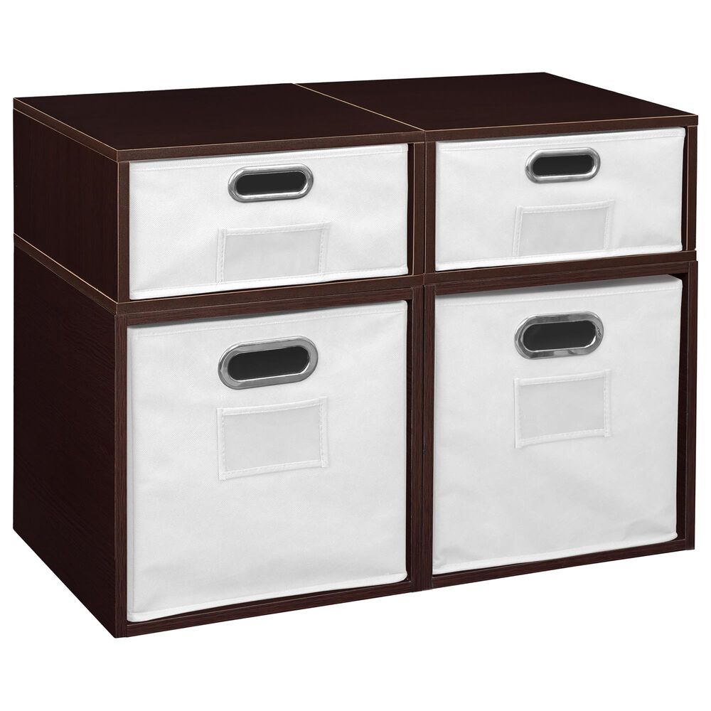 Regency Global Sourcing Niche Cubo 4-Piece Storage Set with Half Drawers in Truffle/White, , large