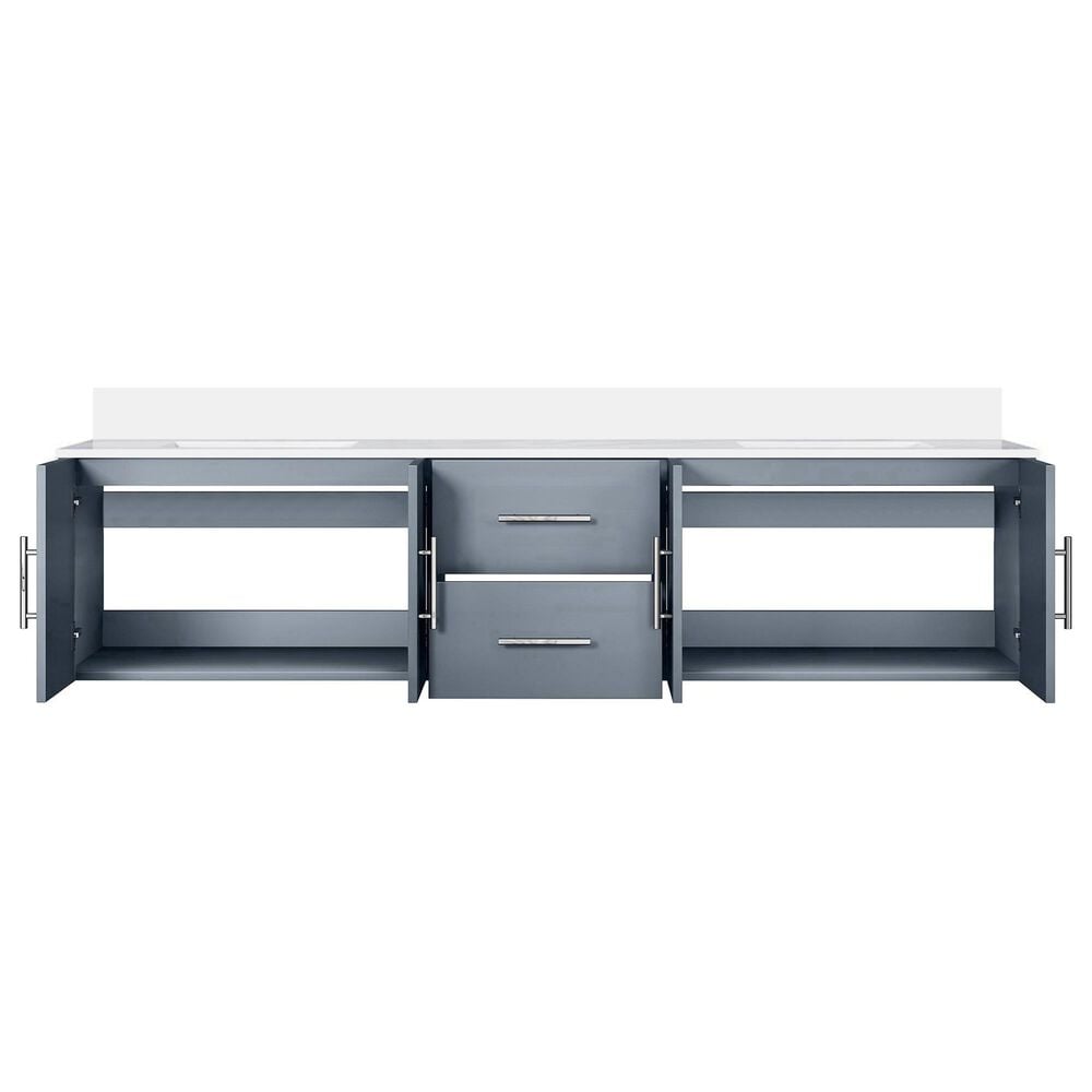Lexora Home Geneva 80&quot; Double Bathroom Vanity in Dark Grey with 2 cm White Cultured Marble Top and Rectangular Sinks, , large