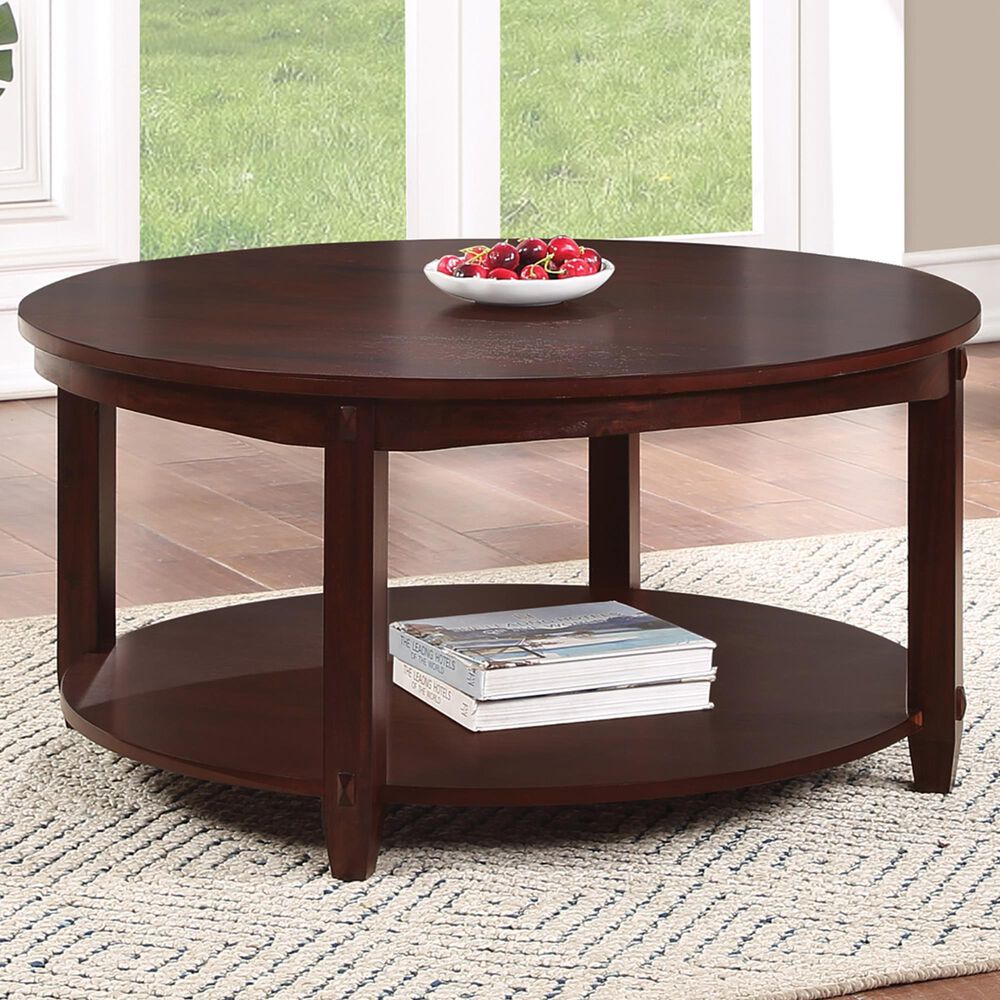 OSP Home Lane Round Coffee Table in Espresso, , large