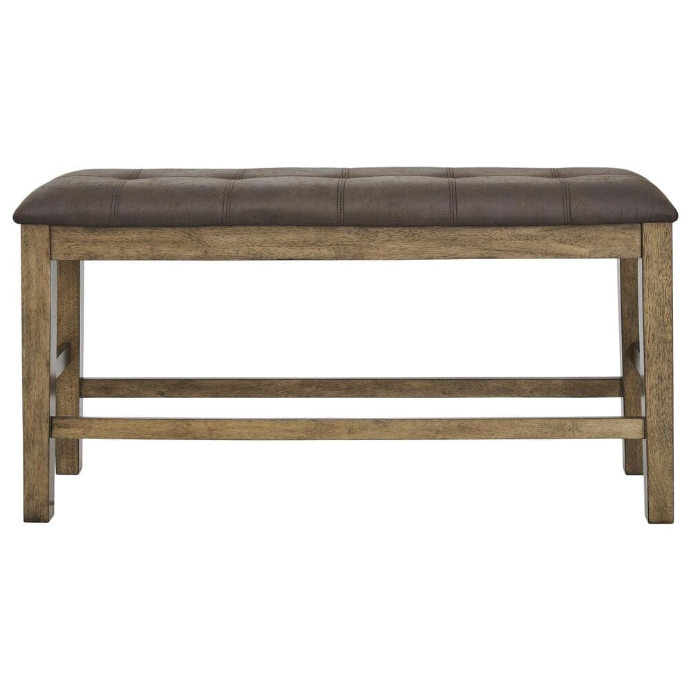 Ashley Urbinforte 25.38 Faux Leather Counter Height Dining Bench in Light Brown, , large