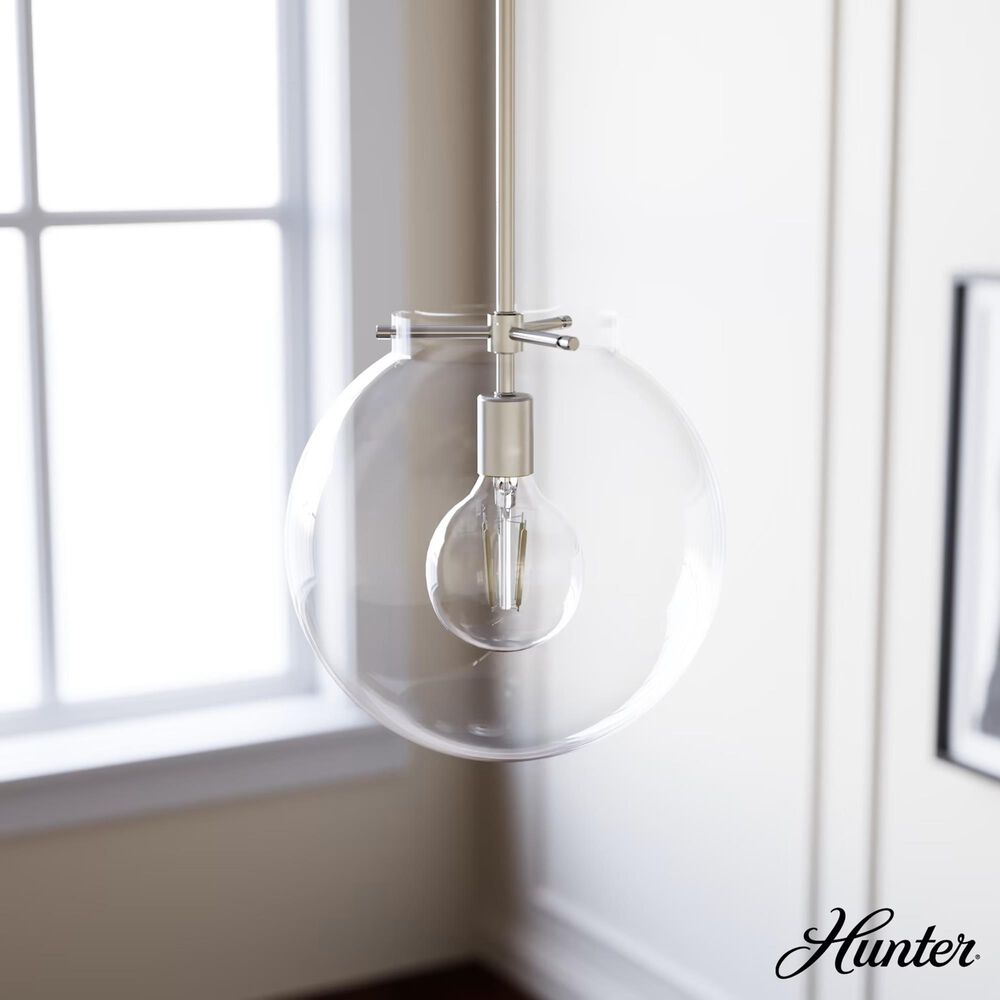 Hunter Sacha 1-Light Pendant in Brushed Nickel, , large
