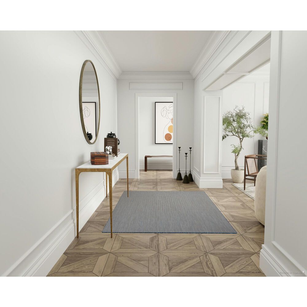 Nourison Courtyard Ivory and Blue 5&#39; x 7&#39; Indoor/Outdoor Area Rug, , large