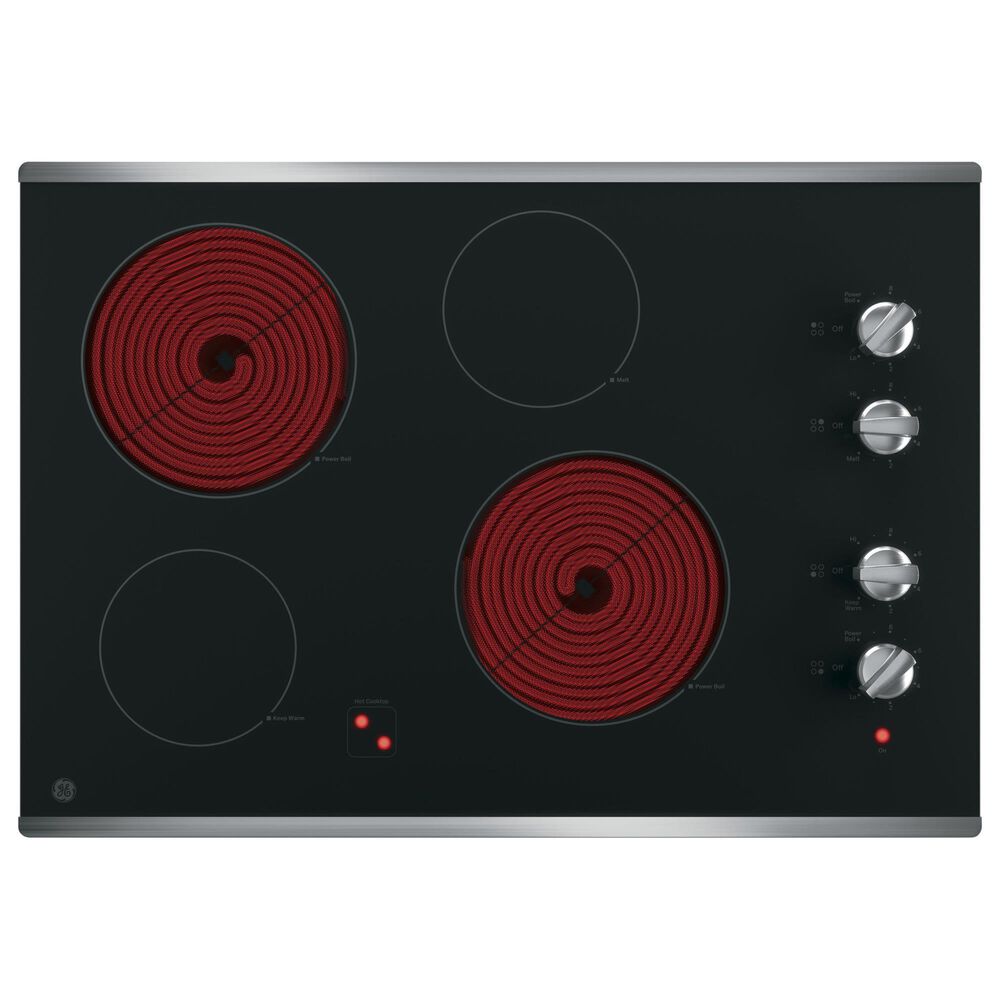 GE Appliances 30&quot; Built-In Knob Control Electric Cooktop in Stainless Steel and Black, , large