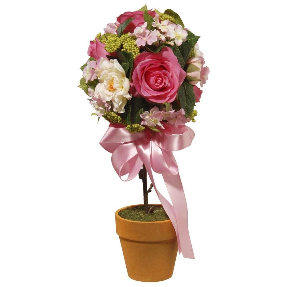 National Tree 14" Rose & Hydrangea Topiary, , large
