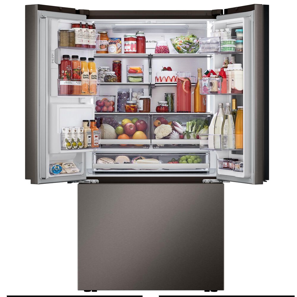 LG 27 cu. Ft 3 Door French Door, Counter Depth with Mirror InstaView Door-In-Door InPrintproof Black Stainless Steel, , large