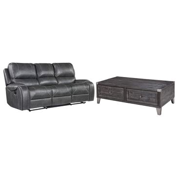 Steve Silver Keily Manual Reclining Sofa and Todoe Coffee Table in Dove Grey, , large