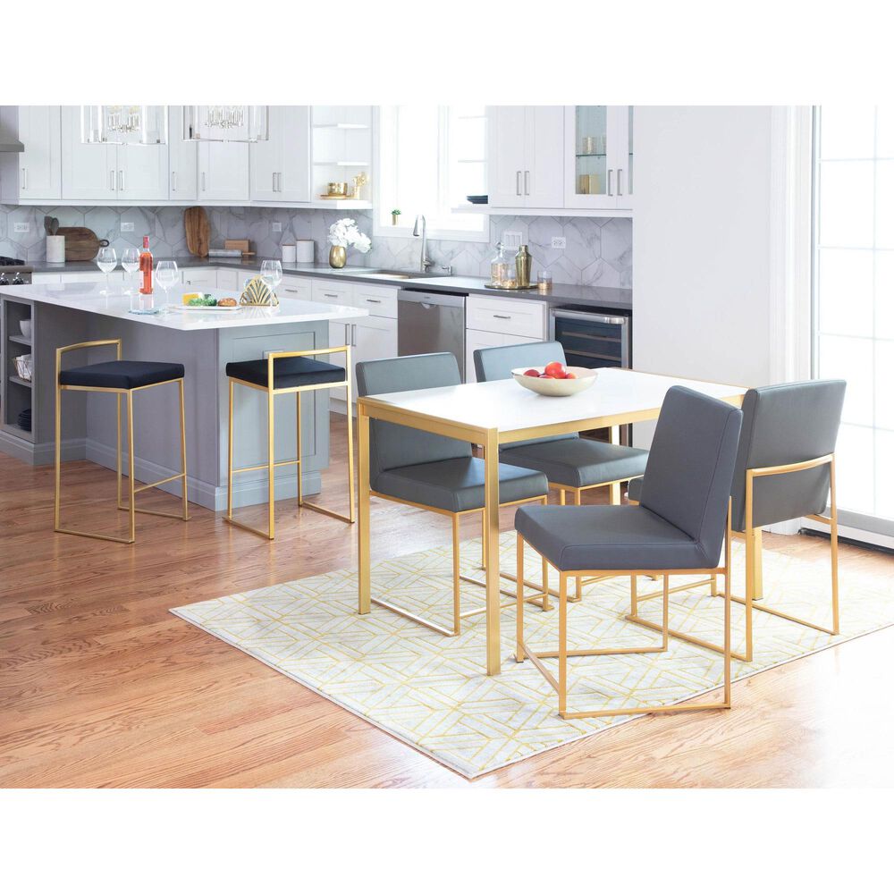 Lumisource Fuji Stackable Counter Stool with Black Velvet Cushion in Gold &#40;Set of 2&#41;, , large