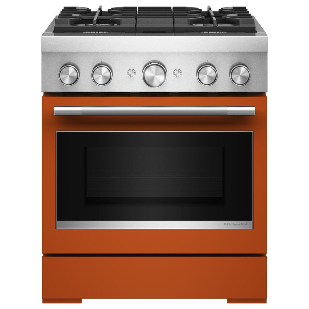 KitchenAid 30" Dual Fuel Freestanding Range with No Preheat Air Fry Mode in Scorched Orange, , large