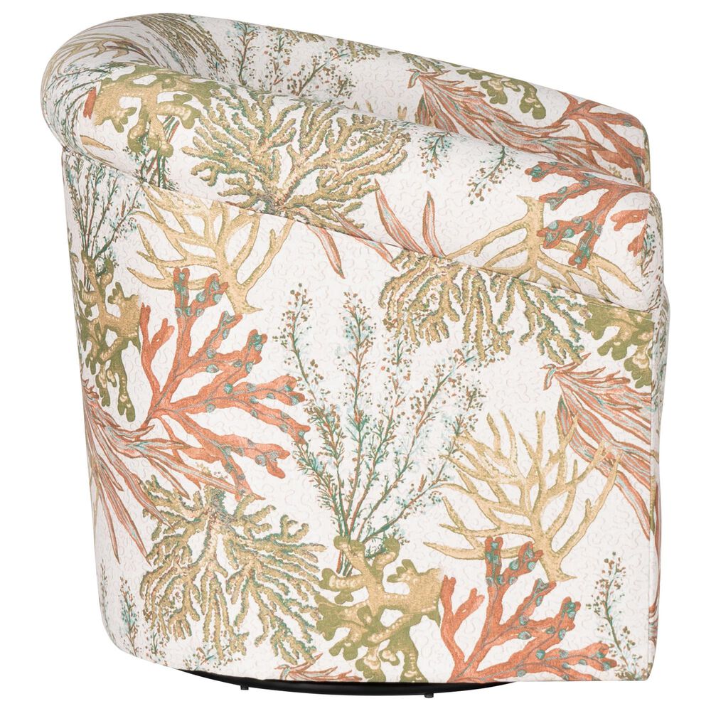 Linon Home Decor Bonnie Swivel Club Chair in Ocean Green, Orange and White, , large