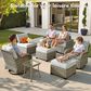 HOMLUX 13-Piece Patio Conversation Set with 54" Fire Pit Table in Light Gray, , large