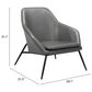 Zuo Modern Manuel Accent Chair in Gray Faux Leather, , large
