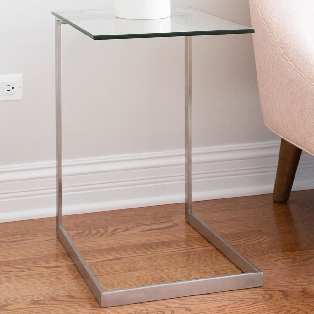 Lumisource Zenn End Table in Stainless Steel and Clear, , large