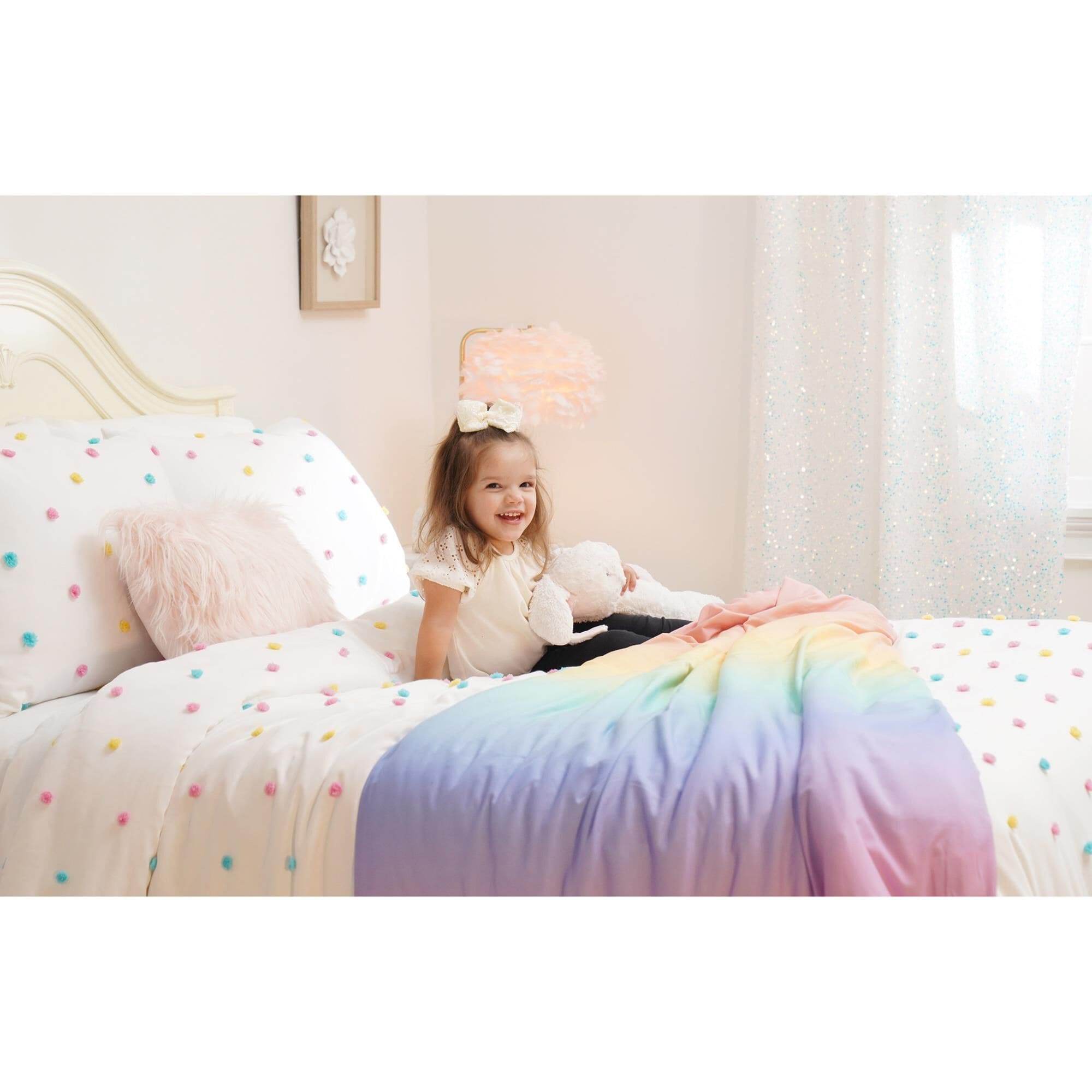 Triangle Home Fashions Rainbow Tufted Dot 3 Piece Full Queen