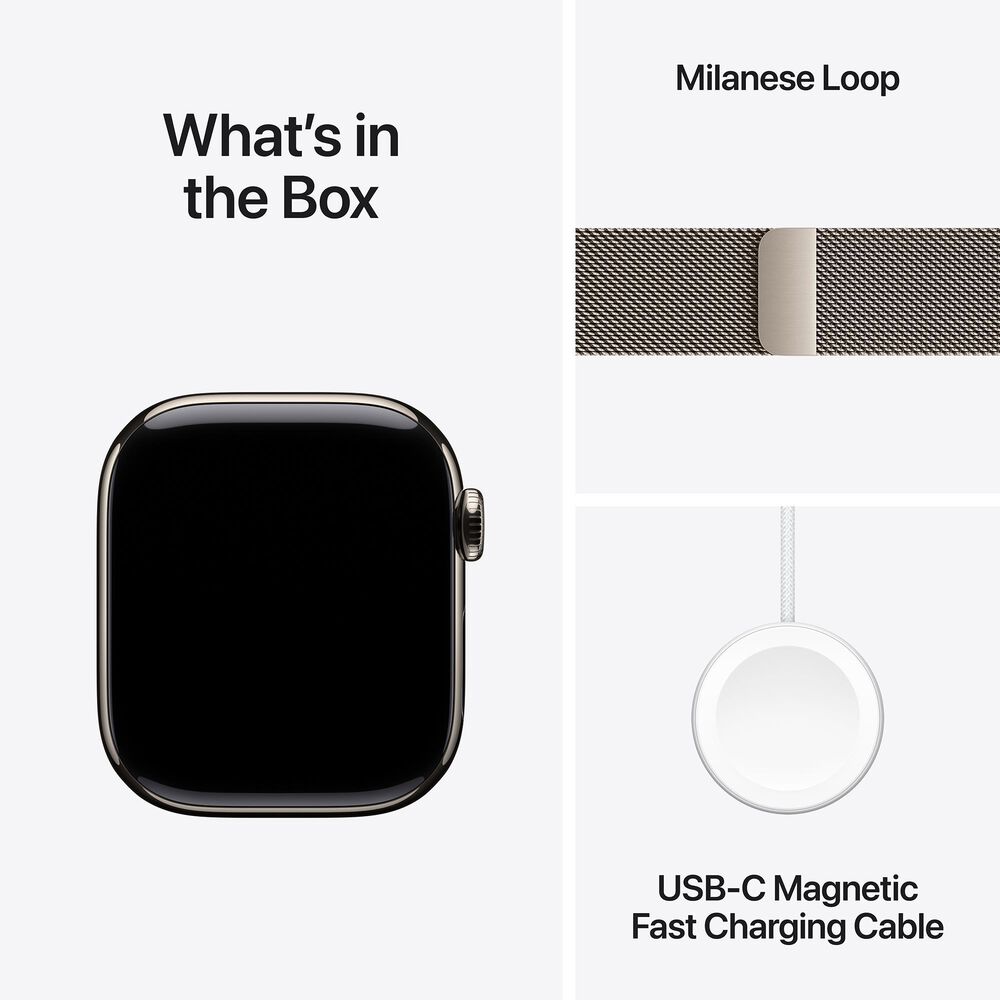 Apple Watch Series 10 GPS + Cellular 42mm Natural Titanium Case with Natural Milanese Loop, , large