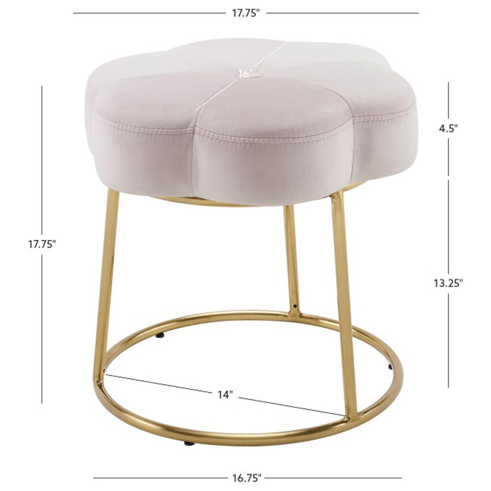Linon Home Decor Seraphina Vanity Stool with Pink Cushion in Gold, , large