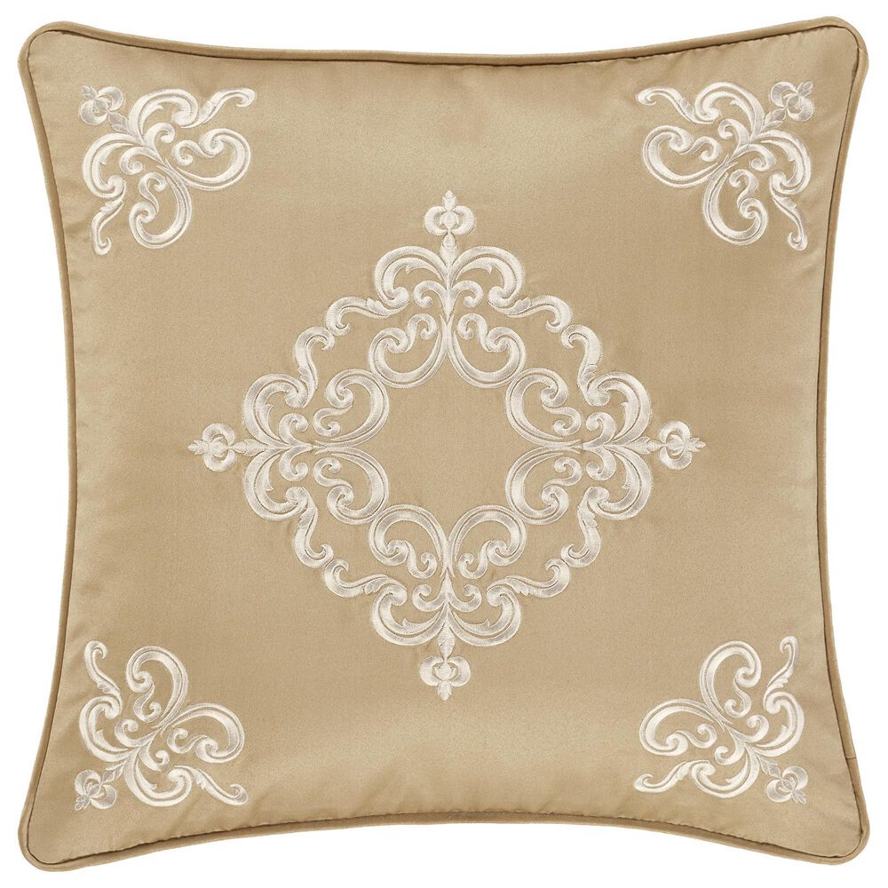 J. Queen New York Potenza 18" Square Throw Pillow in Ivory and Gold, , large