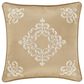 J. Queen New York Potenza 18" Square Throw Pillow in Ivory and Gold, , large