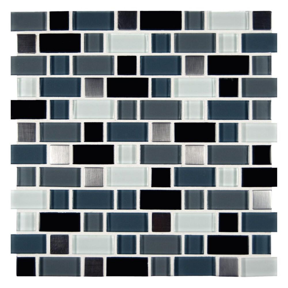 MS International Crystal Cove Blend 12" x 12" Glass Metal Mosaic Sheet, , large