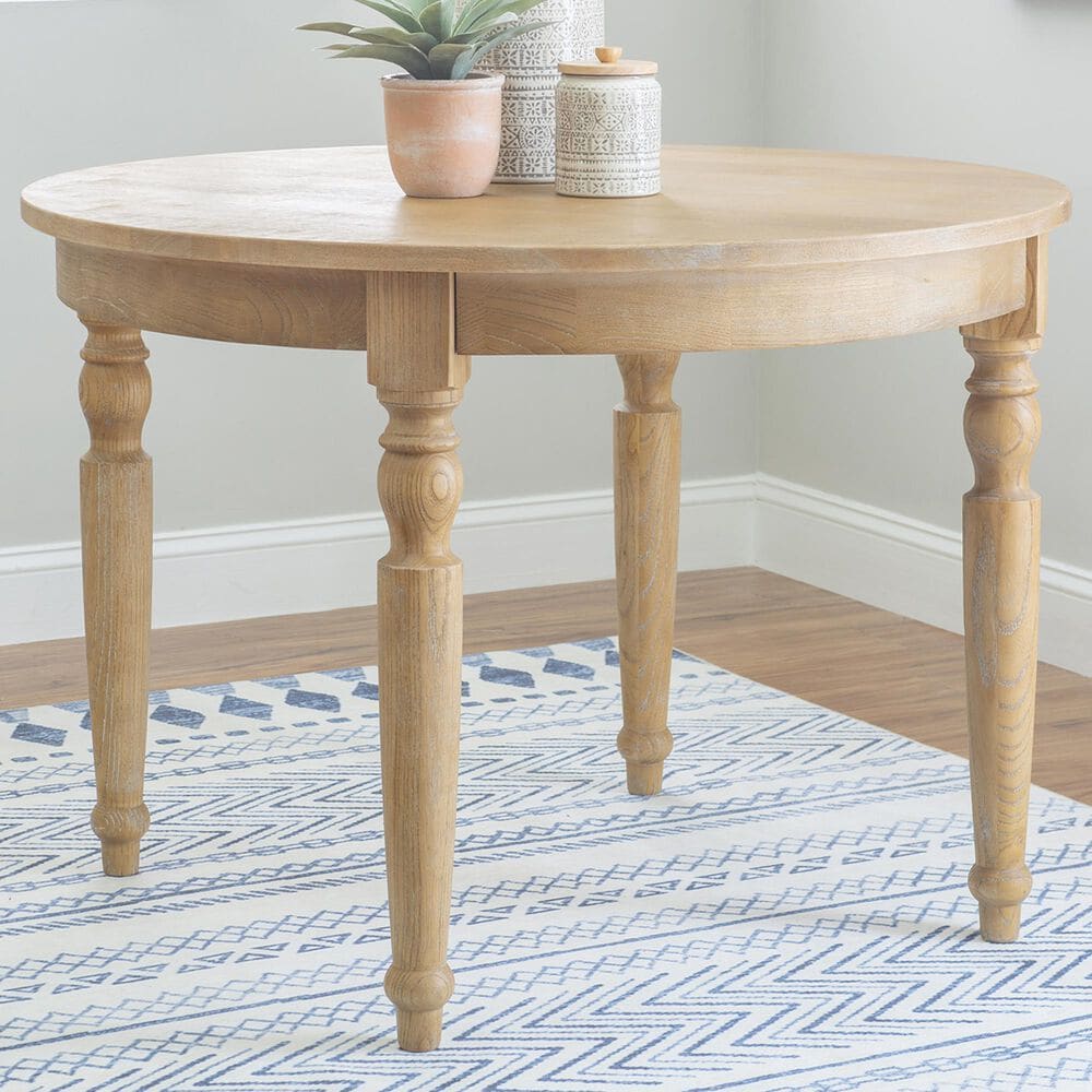 Linon Home Decor Avalon Round Dining Table in Light Natural Brown - Table Only, , large